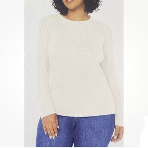 Well Worn Women's Long Sleeve Crewneck Top, Cream, Large